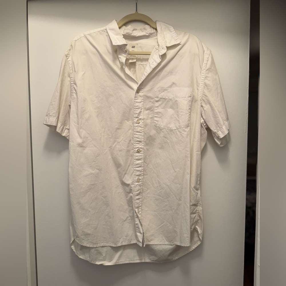 H&M Men's Casual White Button Down Shirt